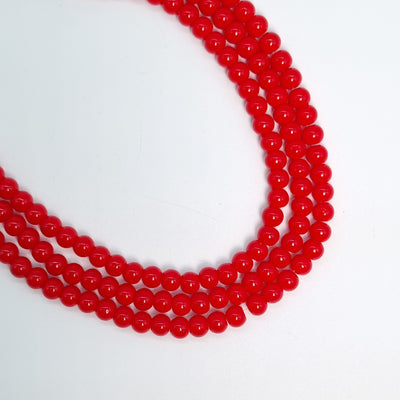 Perla de cristal bola roja brillosa 6 mm. AE23
