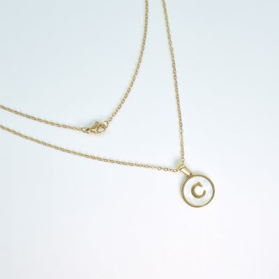 Collar de madre perla "C" circular acero T1358